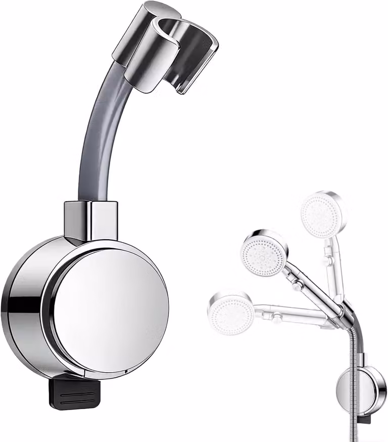 Supporto per soffione doccia - Supporto universale per doccia - Regolabile a 360° - Supporto per doccetta con ventosa - Doccetta manuale - Argento
