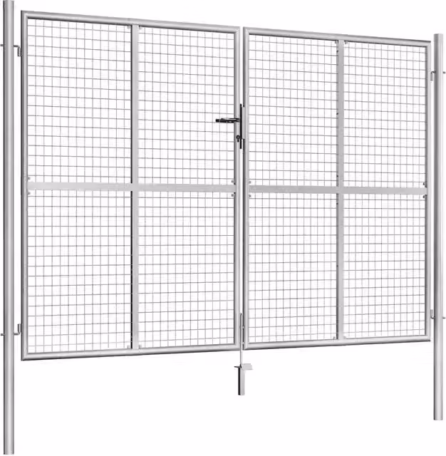Cancello da Giardino in Acciaio Zincato 306x175 cm Argento 144765