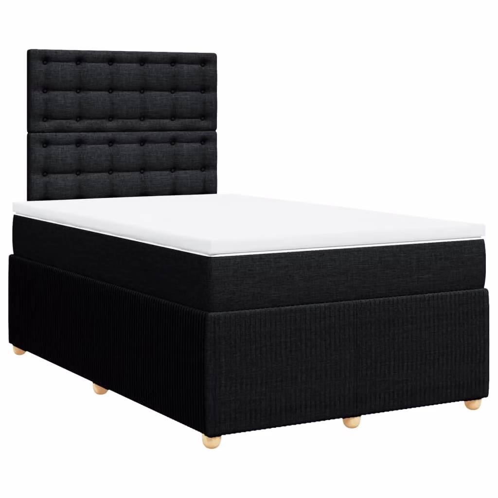 Giroletto a Molle con Materasso Nero 120x190 cm in Tessuto