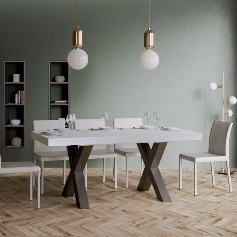 ITAMOBY - Tavolo allungabile 160/420x90 cm Traffic bianco frassino gambe antracite