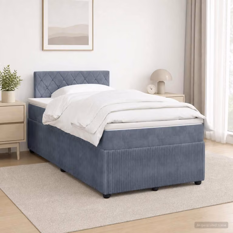 vidaXL Letto box spring ibrido con materasso a molle insacchettate in tessuto grigio, L 200 cm x L 120 cm