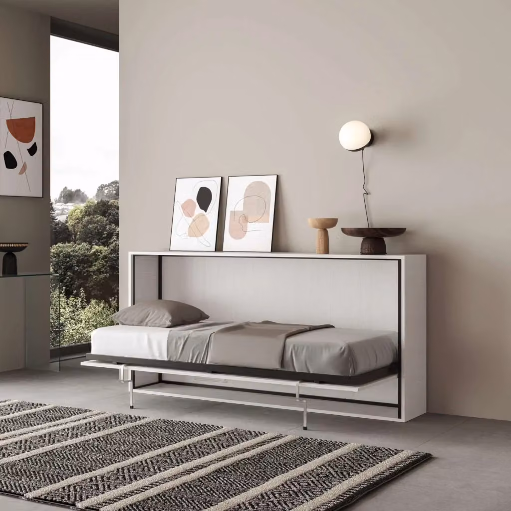 Letto Singolo a Scomparsa Orizzontale Kando GIORDANOSHOP Bianco con Finitura Faggio – 2