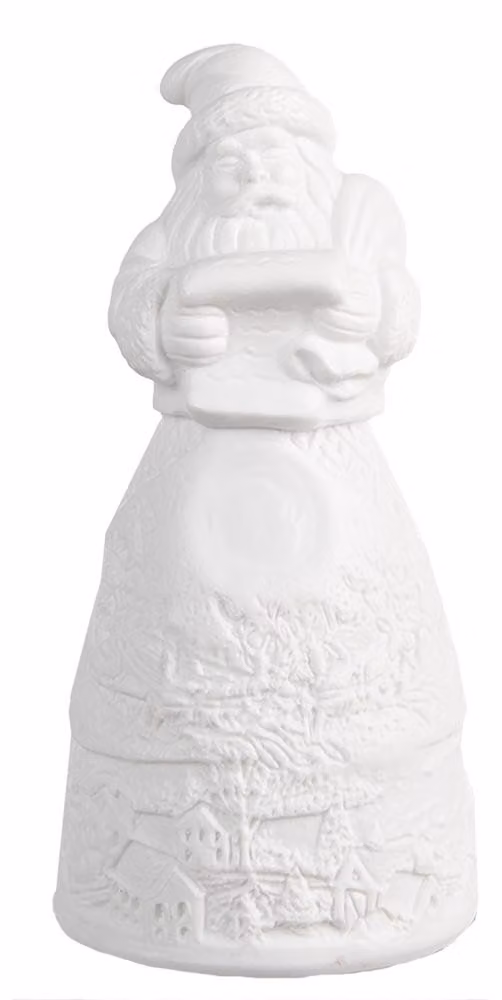 Clayre & Eef Decorazione natalizia con illuminazione LED Babbo Natale Ø 5x11 cm in porcellana bianca