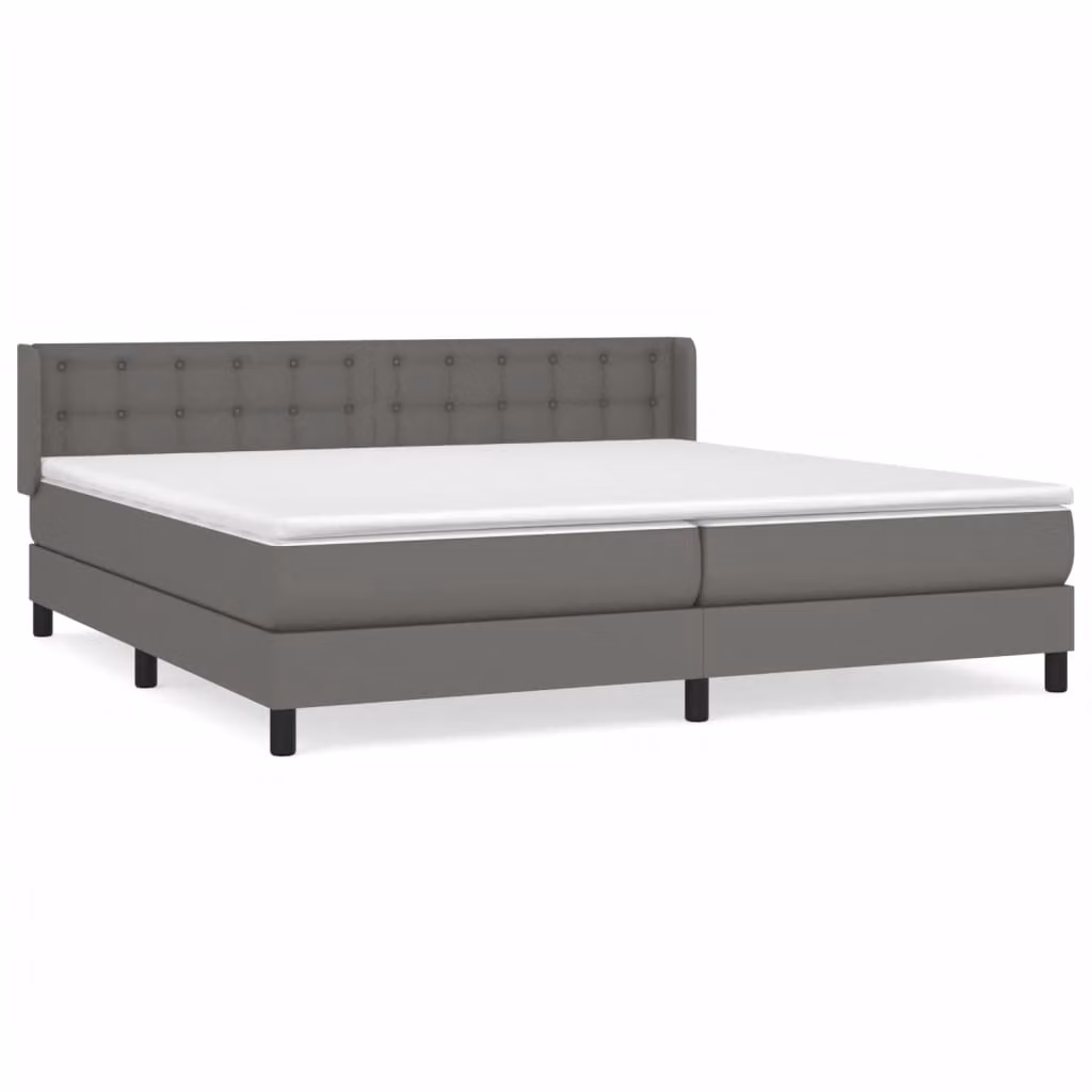 Giroletto a Molle con Materasso Grgio 200x200 cm in Pelle finta