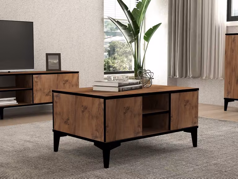 Skye Decor, Cide - Pino Atlantico, Nero, tavolino, 100 % PANNELLI RIVESTITI IN MELAMINA, Pino Atlantico, 90 x 60 x 45 cm