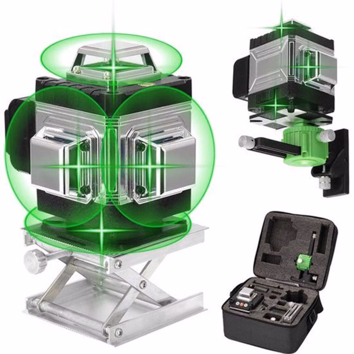Livella laser a 16 linee, autonivelante, con telecomando e supporto a parete