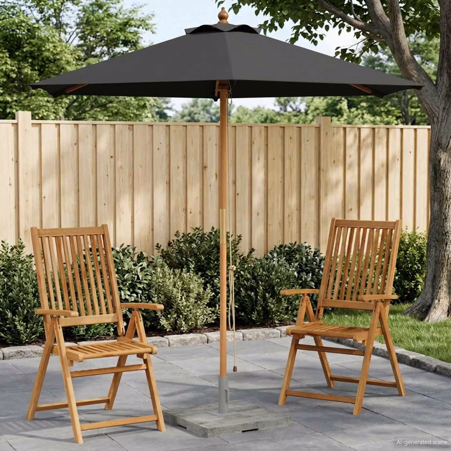 Ombrello da giardino vidaXL in legno di eucalipto e poliestere, Diametro: 210 cm, Altezza: 237 cm, Colore: antracite