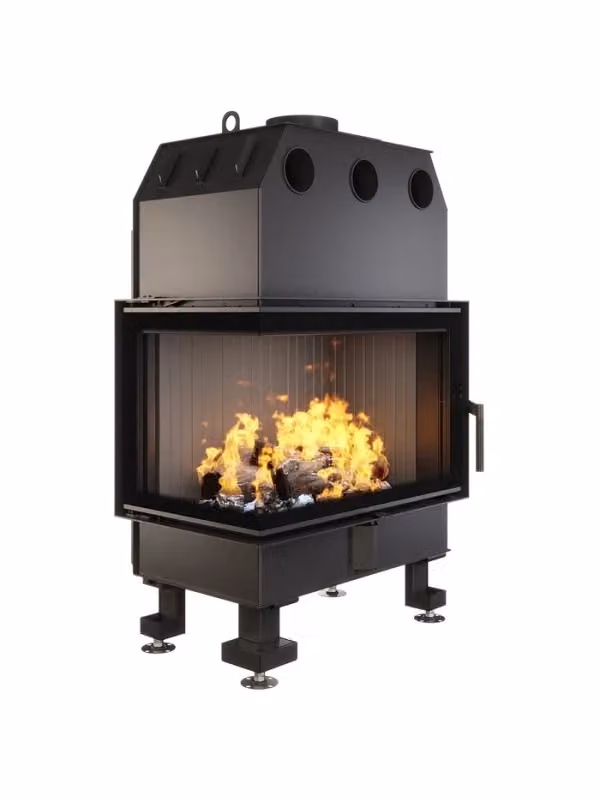 Caminetto ad angolo con inserto Outinfire Energy, apertura a sinistra, colore nero, potenza 15,1 kW, L/P/H: 75 x 50 x 47 cm – 2
