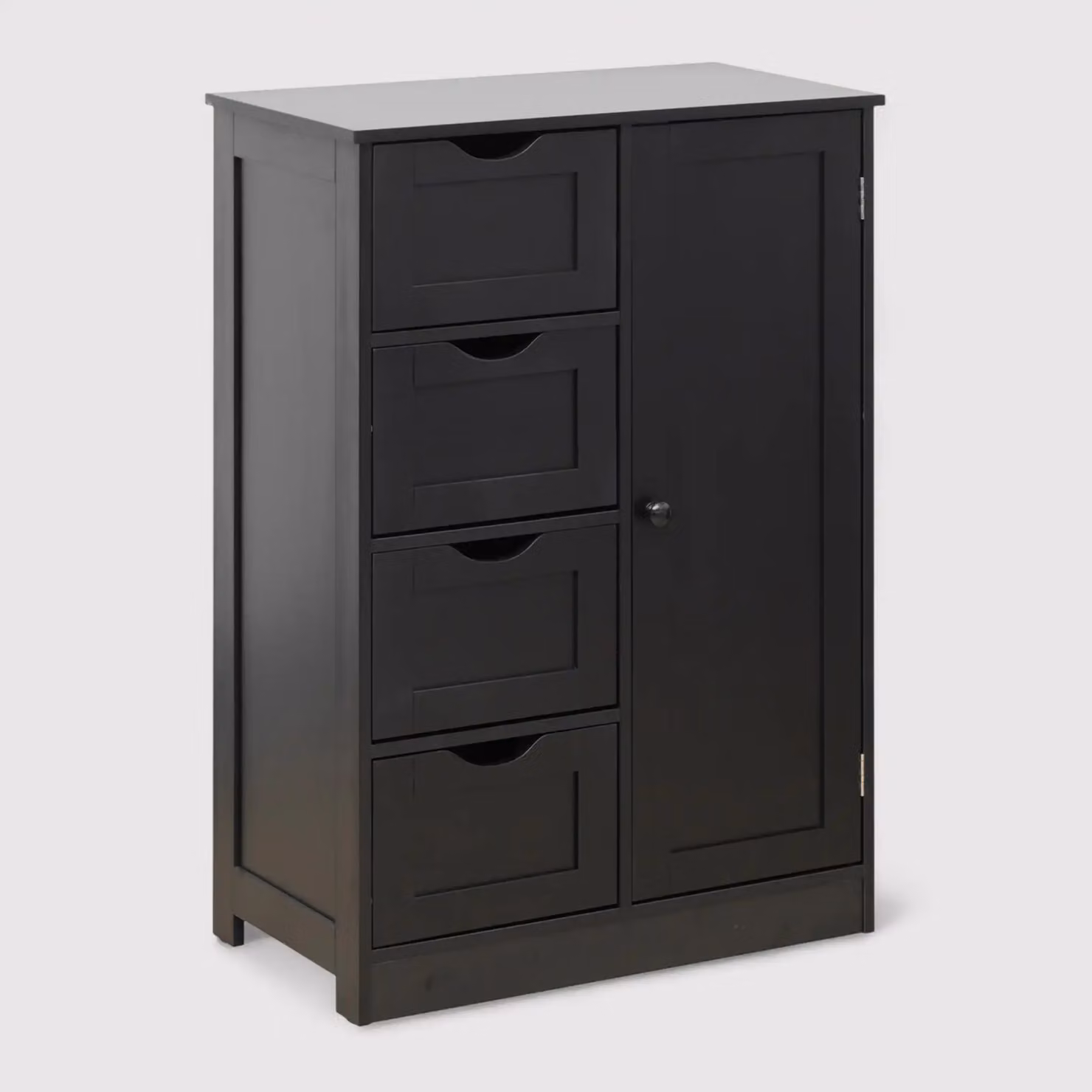 Peroba - Armadietto nero moderno con 1 anta e 4 cassetti