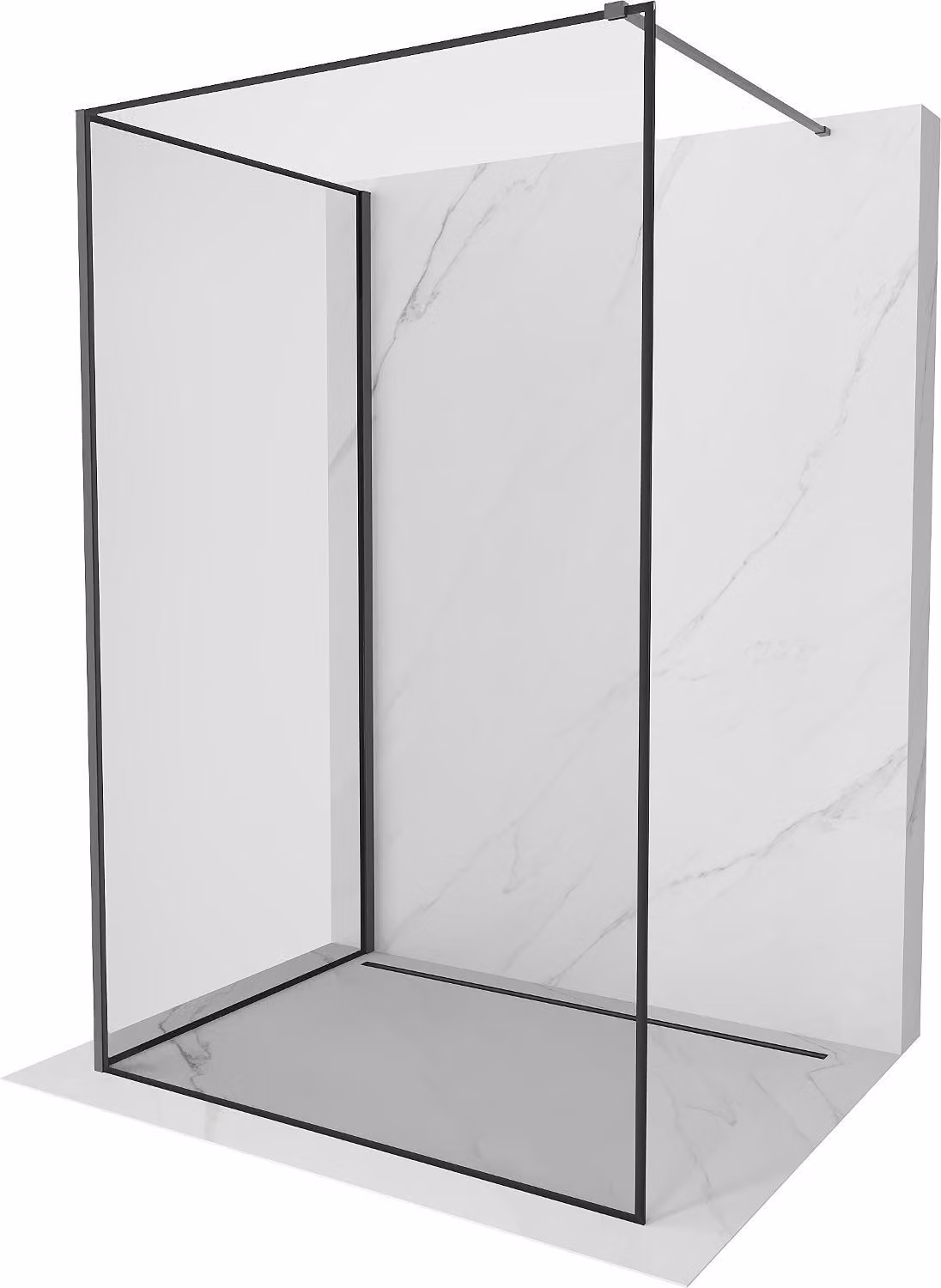 Mexen Kioto parete doccia Walk-in 100 x 90 cm, cornice nera, gun metal - 800-100-212-95-70-090