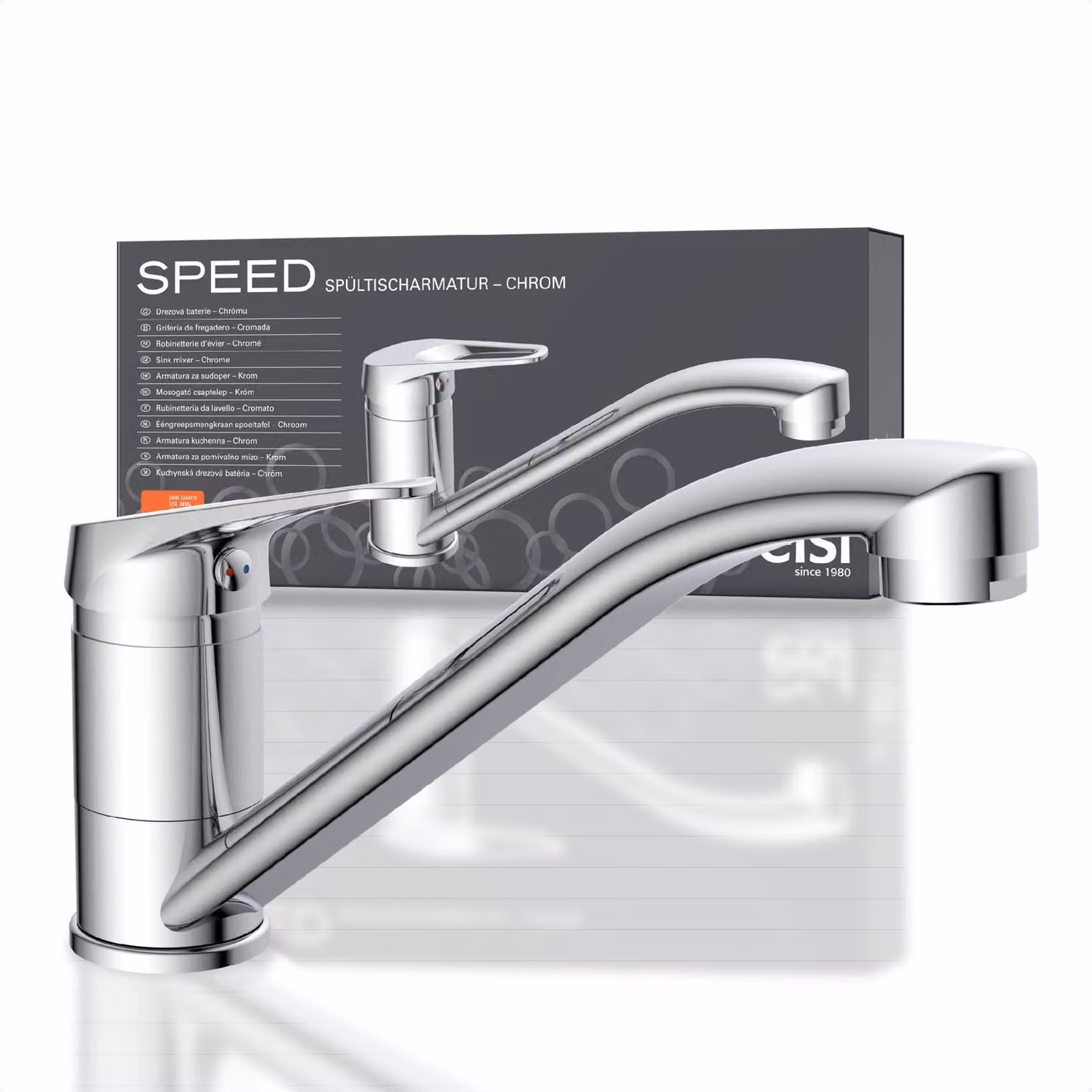 Rubinetto da cucina con bocca girevole a 360° e design bianco