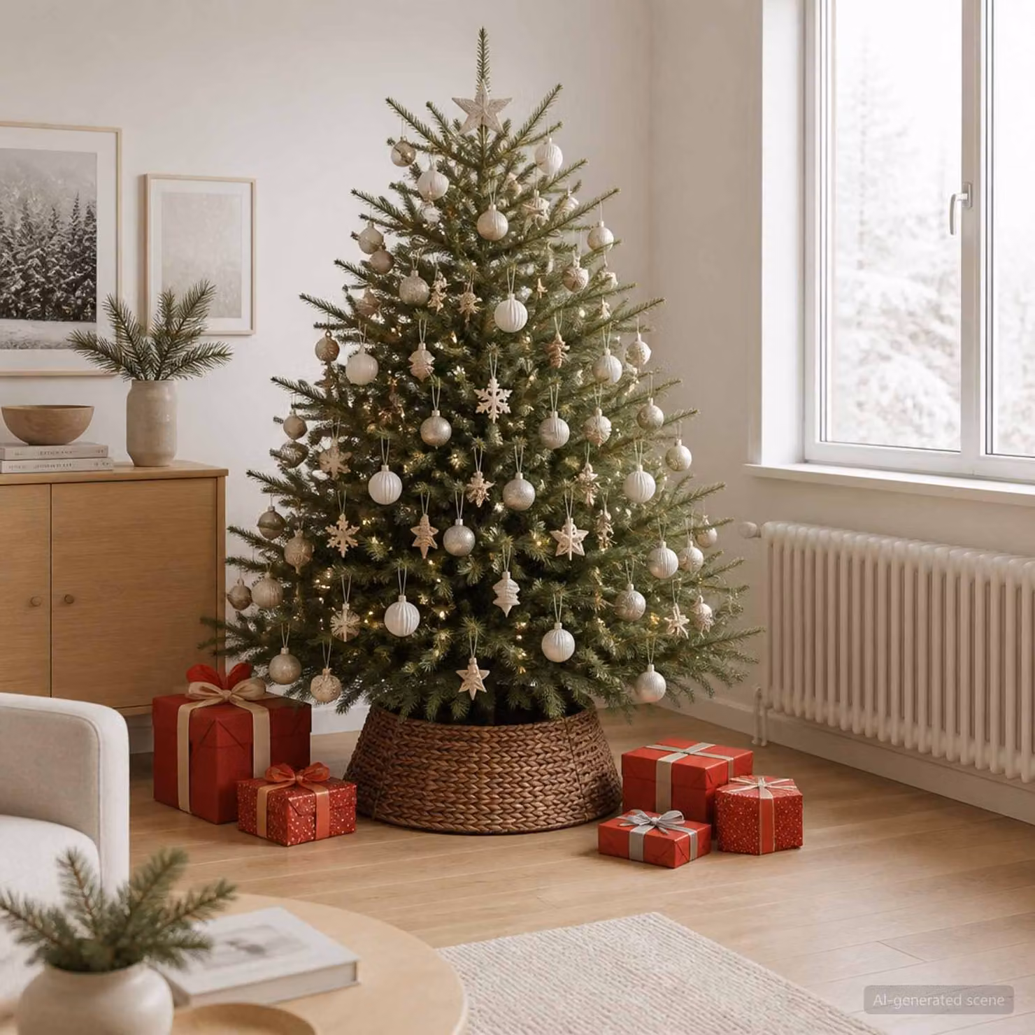 vidaXL Collare per Albero di Natale Rotondo Marrone Ø 75 x 25 cm