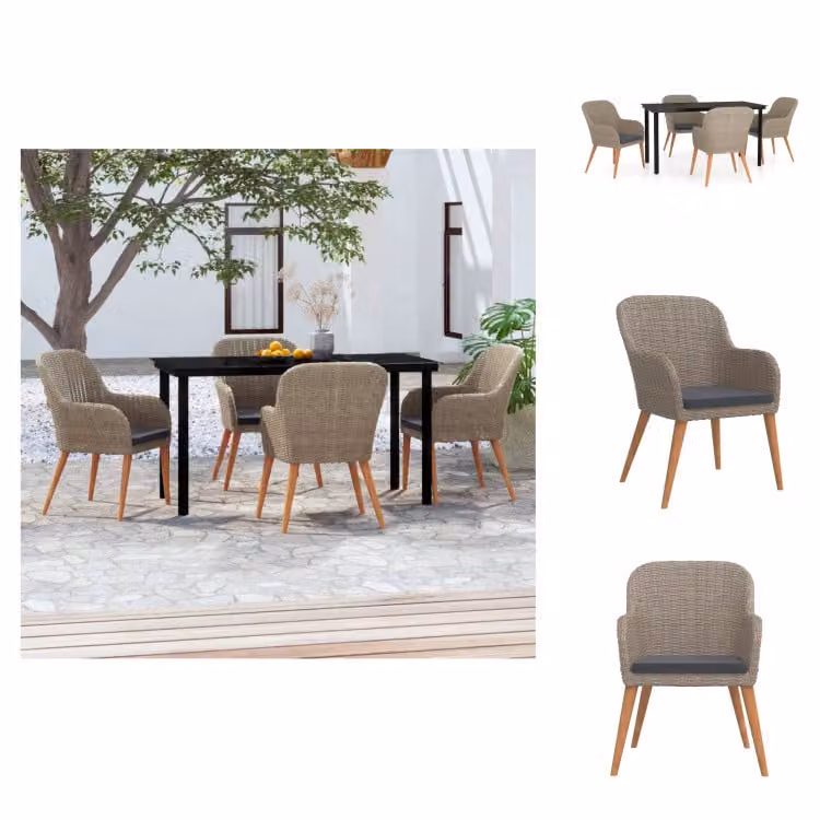 vidaXL Set da pranzo da giardino 5 pezzi con cuscini marrone - Set di mobili da giardino