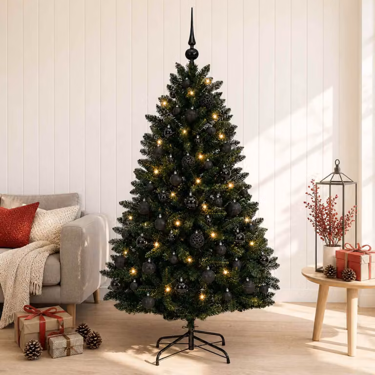 vidaXL Albero di Natale artificiale verde scuro con palline 150 cm