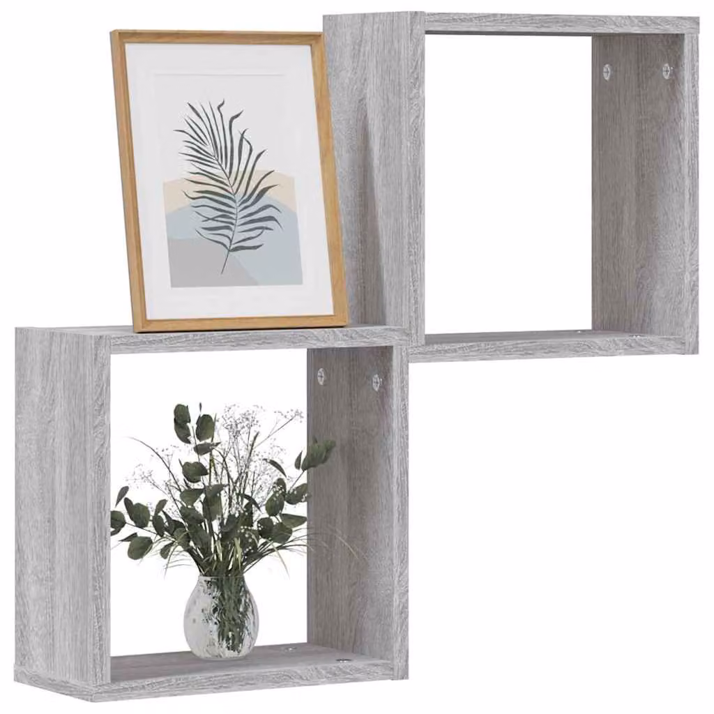 Set di 2 mensole a cubo vidaXL da parete, colore grigio, L 30 x P 15 x H 30 cm