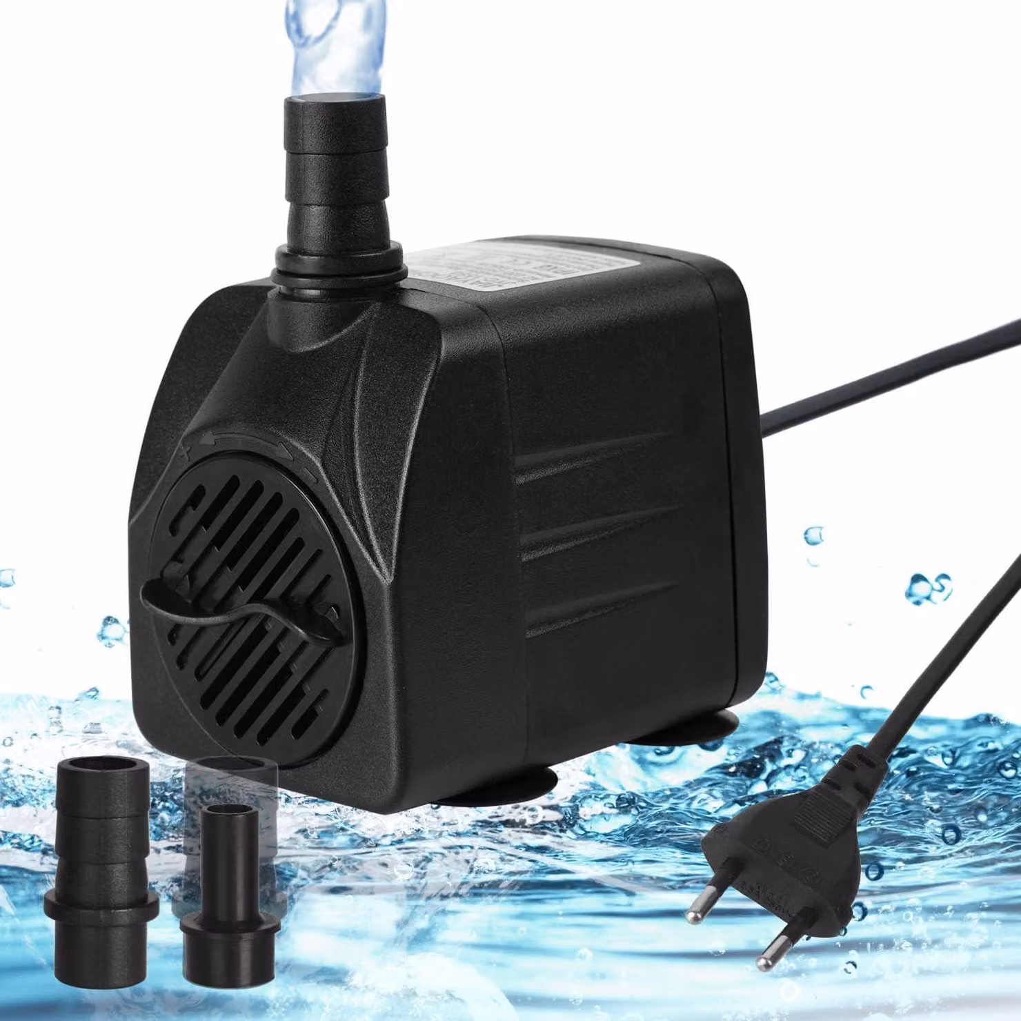 Mini pompa per acqua da 600 litri/ora, 10 W, pompa per acquari ultrasilenziosa, con 2 ugelli