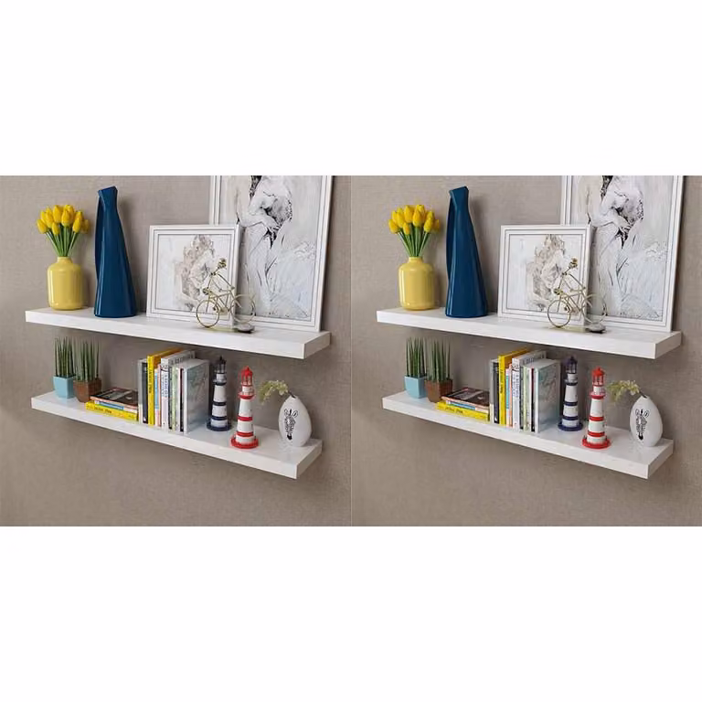 Set di 4 mensole a parete vidaXL in MDF bianche, larghezza: 100 cm