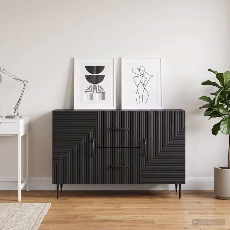 Credenza moderna vidaXL in legno ingegnerizzato nero, L 89 x P 34,5 x H 60 cm