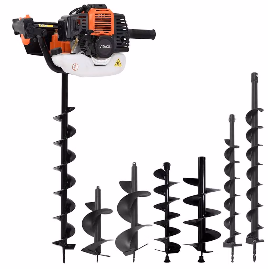 Trapano per terreno - Macchina per trivellazione del terreno - Trapano per terra - Trapano - Kit di trivellazione per terreno, colore arancione - Motore a benzina da 52 cc