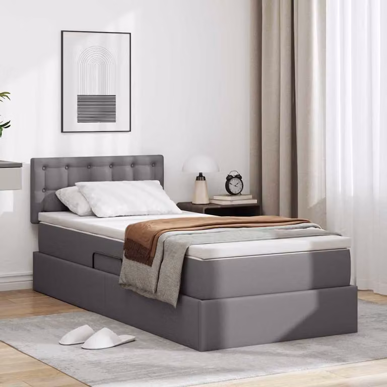Letto con contenitore e materasso vidaXL Grigio L: 90 cm, P: 200 cm, H: 204 cm