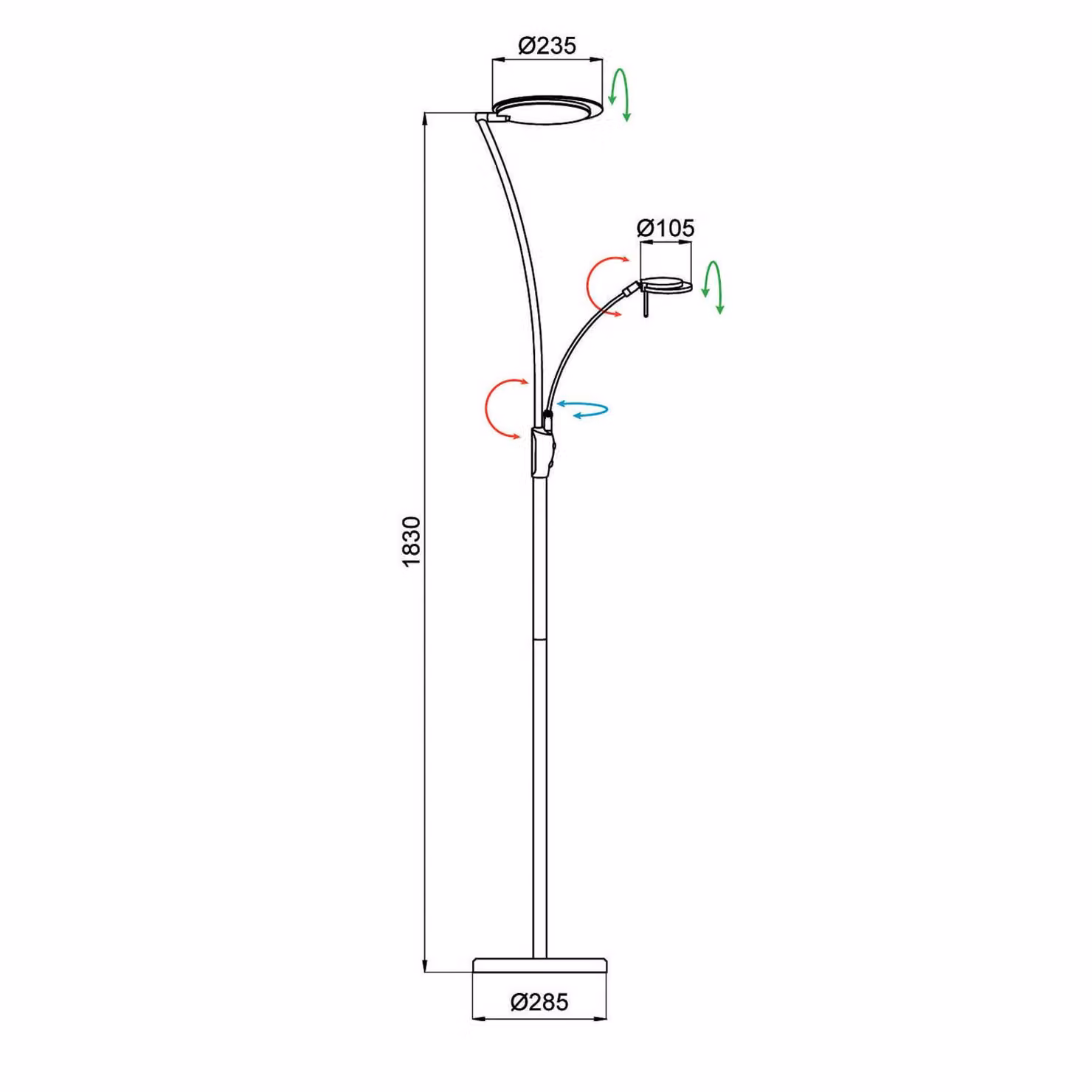 Aluminor Lampada da terra a LED Kitel 89, dimmerabile, Bianco / Opale, Soggiorno / Sala da pranzo, Plastica, Lampada LED da terra