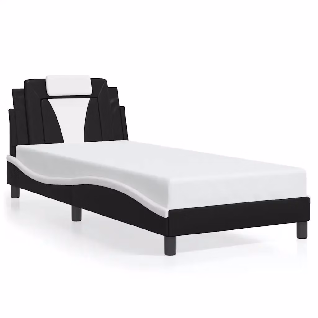 Giroletto Viana VIDAXL in similpelle nero e bianco senza materasso L/P: 80 x 200 cm – 2