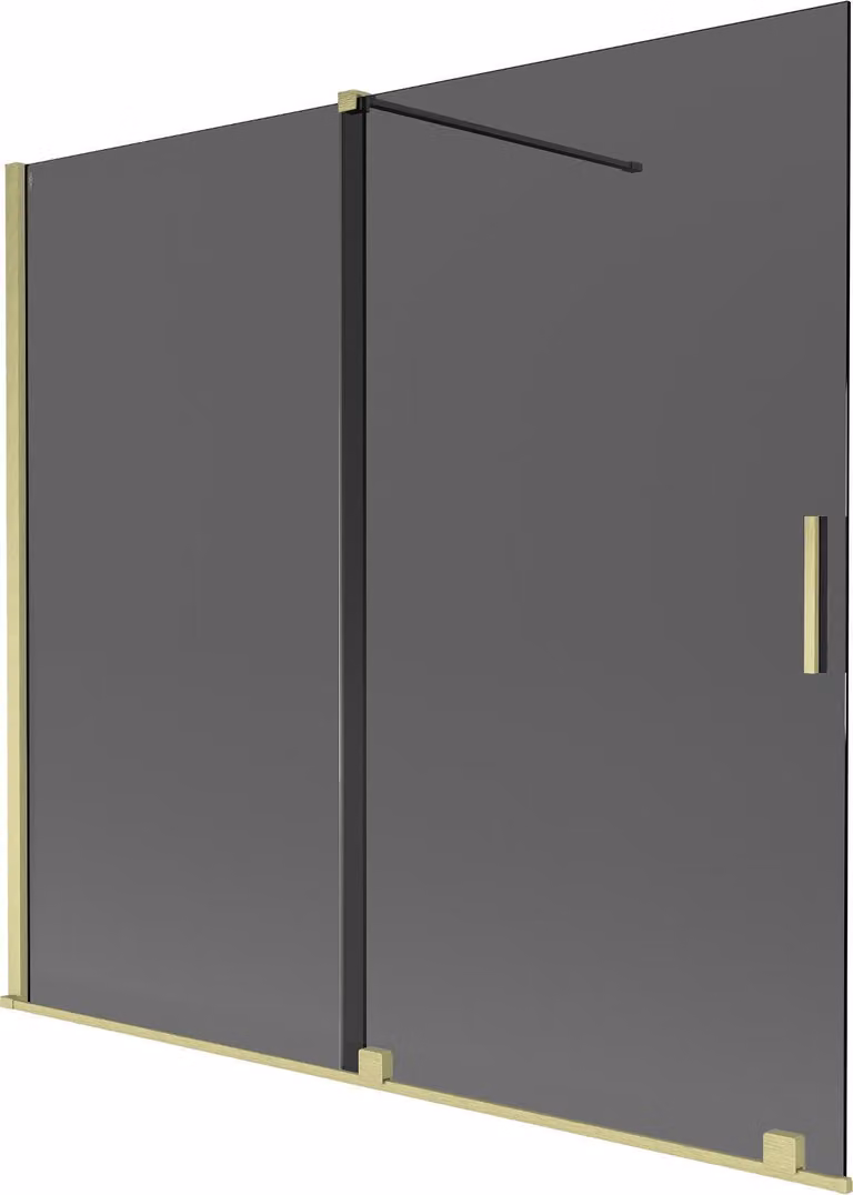 Mexen Velar paravento vasca da bagno scorrevole a 2 ante 170 x 150 cm, grafite, dorato spazzolato - 896-170-000-41-55