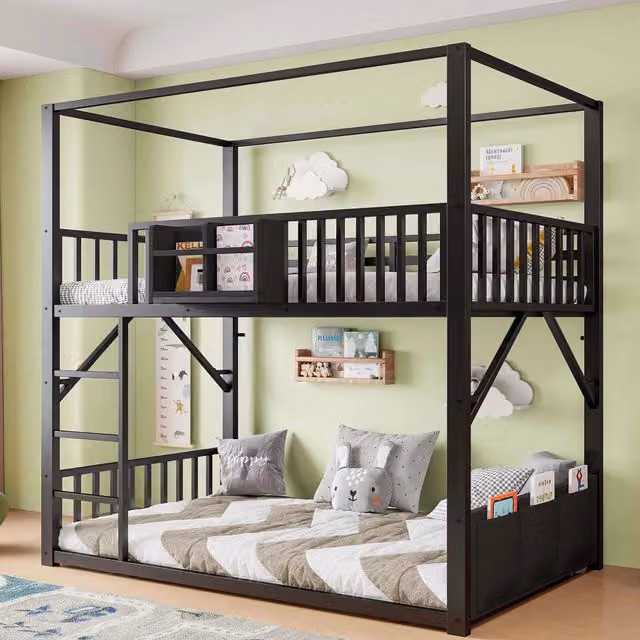 letto a castello metallo nero 96 x 204 cm