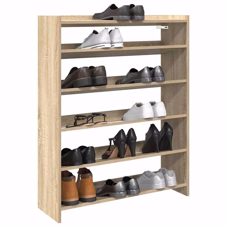 Scarpiera moderna vidaXL in legno color rovere sonoma, sospesa a parete, L 80 x P 25 x H 100 cm