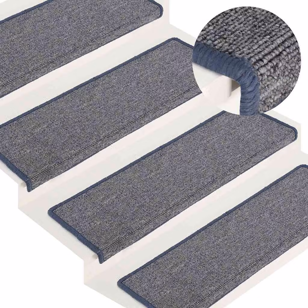 Set di 30 tappetini per scale vidaXL antiscivolo e fonoassorbenti in polipropilene, Grigio chiaro e blu, L: 65 cm, P: 21 cm, H: 4 cm