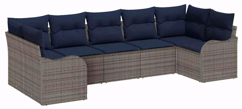 Set di divani da giardino in rattan grigio