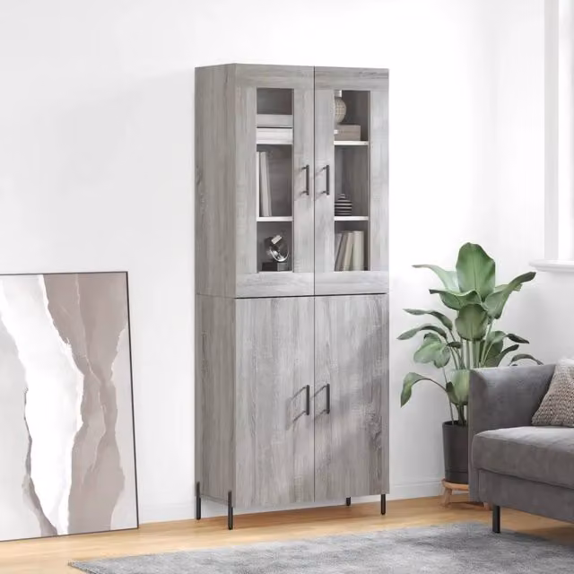 Credenza-Buffet-Armadio da cucina Grigio Sonoma 69,5x34x180 cm in Legno Multistrato 694069