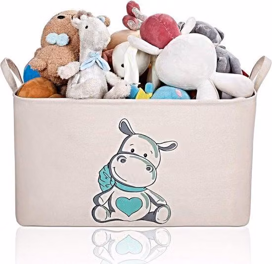 Contenitore rettangolare per bambini con coperchio - Grande capacità - Pieghevole - Baule per bambini - Contenitore per giocattoli in tessuto rigido