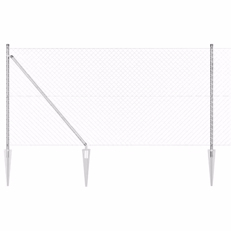 Recinzione a maglie con punte vidaXL in acciaio zincato Argento L: 10 m, H: 1 m