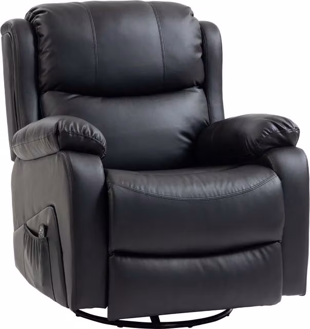 Poltrona Relax Reclinabile HOMCOM con Massaggio, Riscaldamento e Poggiapiedi, Nero, H 100 x L 87 x P 97 cm