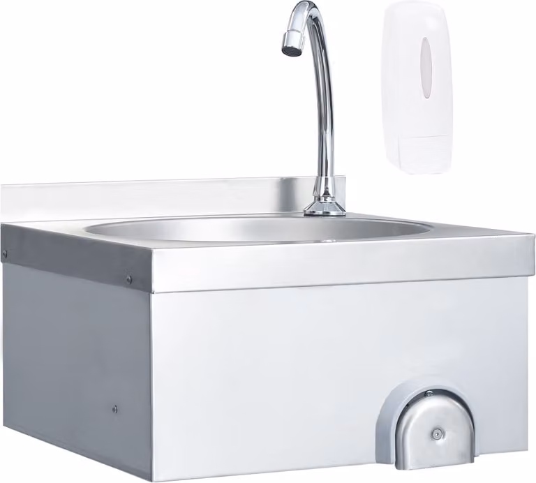 The Living Store Lavamano con rubinetto in acciaio inox e dispenser di sapone