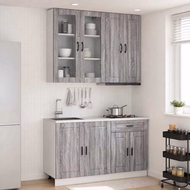 Unità Cucina PORTO 4 pz Sonoma grigio Legno ingegnerizzato 3438351
