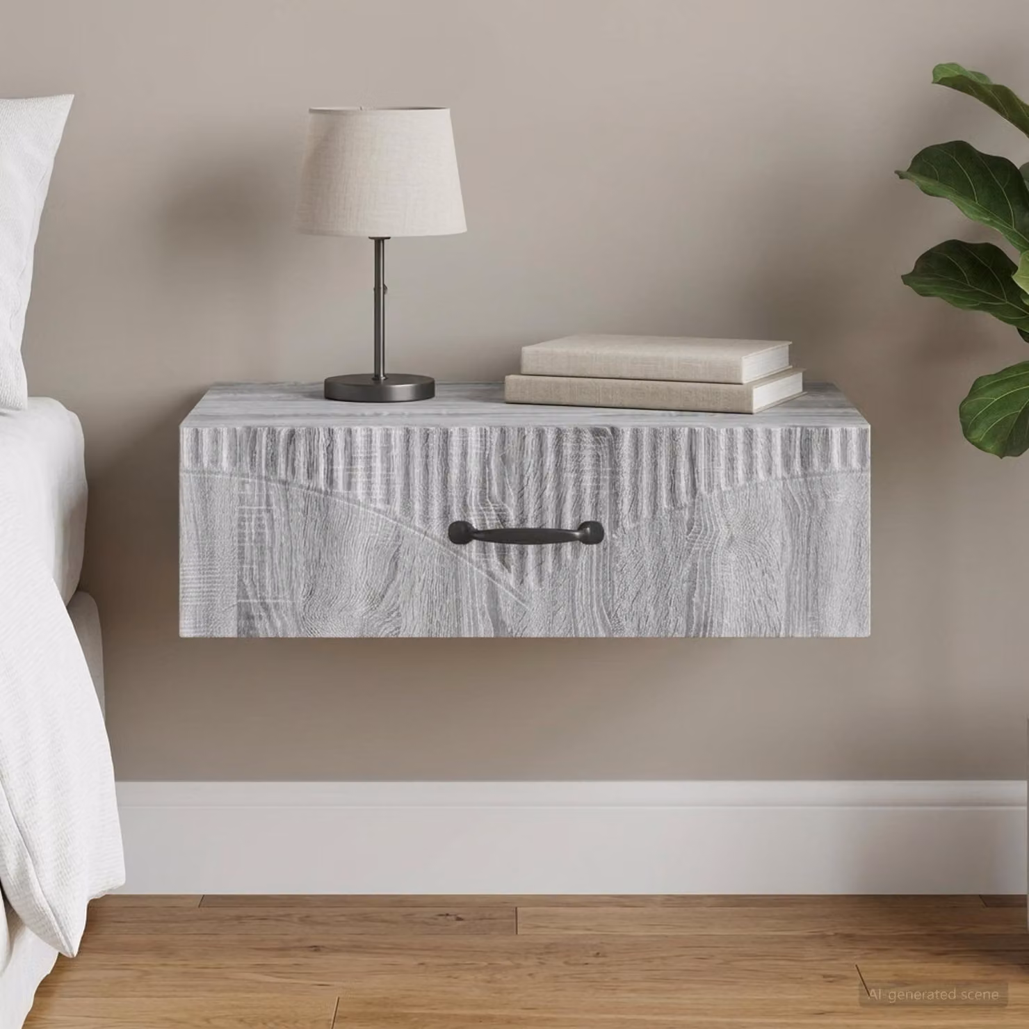 vidaXL Tavolino da Parete Laterale Moderno Grigio L: 59 cm, P: 34,5 cm, H: 17 cm