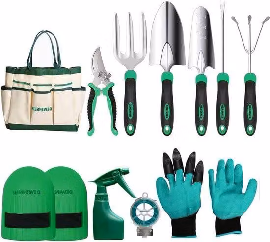 Set di attrezzi da giardino - Attrezzi manuali per la cura del giardino - 5 pezzi - Borsa da trasporto inclusa