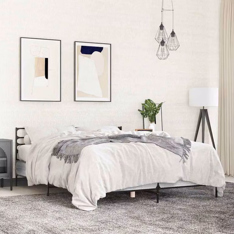 Giroletto vidaXL in legno multistrato e metallo, Grigio Sonoma e Bianco, 150x200 cm