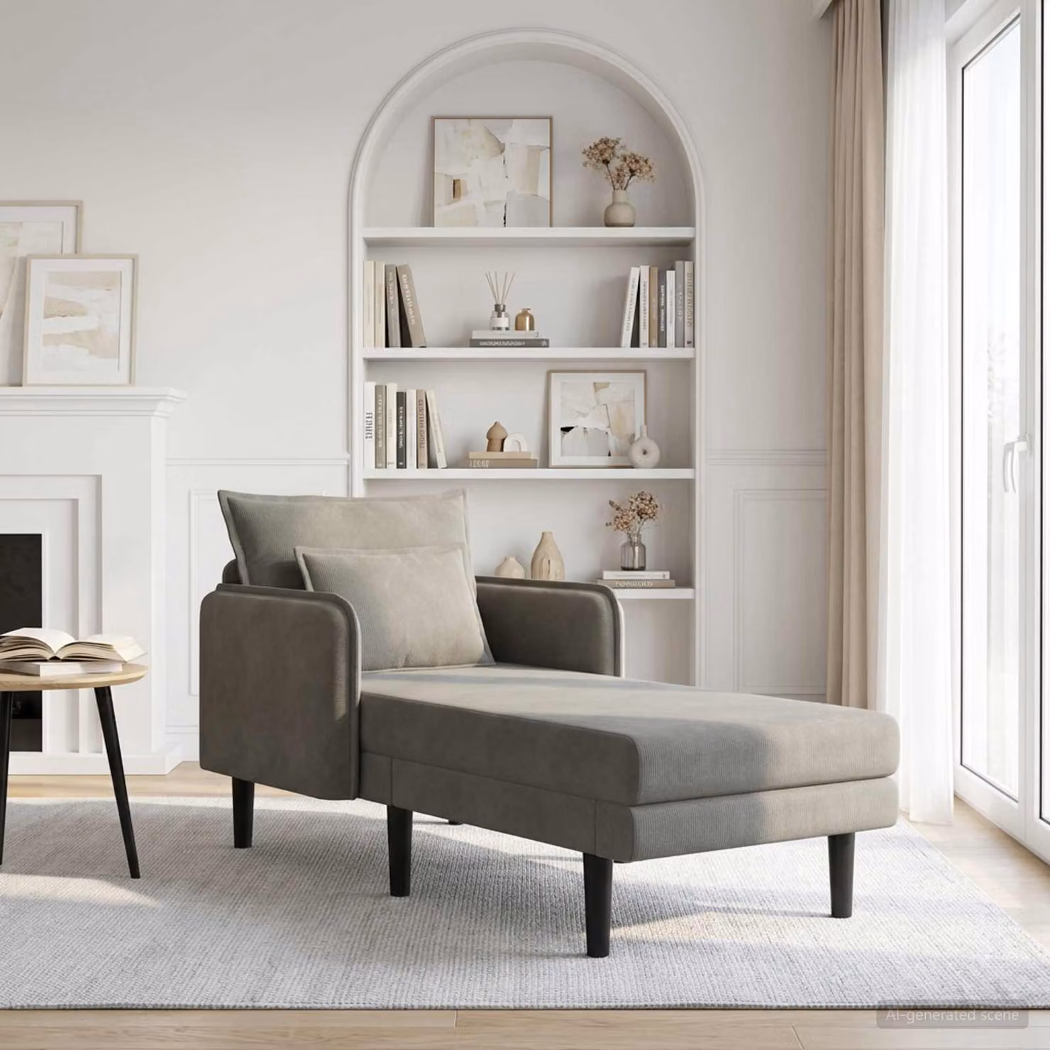 vidaXL Chaise longue oversize moderna in velluto a coste grigio chiaro con cuscini inclusi L: 173 cm, P: 84 cm, H: 86 cm