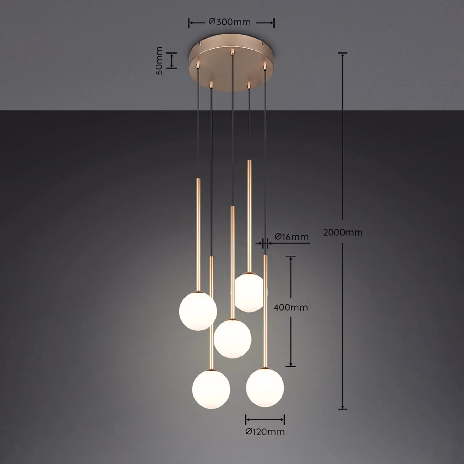 Trio Lighting Lampada a sospensione Firano, Ottone / Oro, Soggiorno / Sala da pranzo, Metallo, Moderno, Lampada a sospensione
