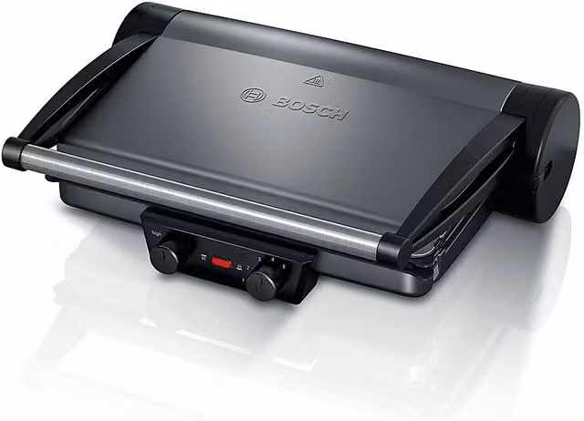 Bistecchiera Bosch TCG4215 da 2000W con Piastre in Alluminio Rimovibili e Rivestimento Ceramico Antiaderente, Argento e Nero