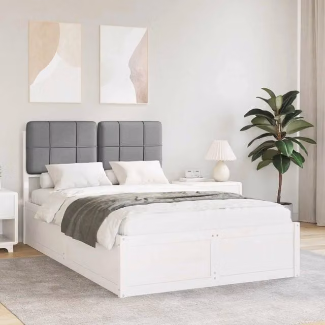 Letto con Testiera Rivestita Grigio chiaro 120 x 190 cm 3405546