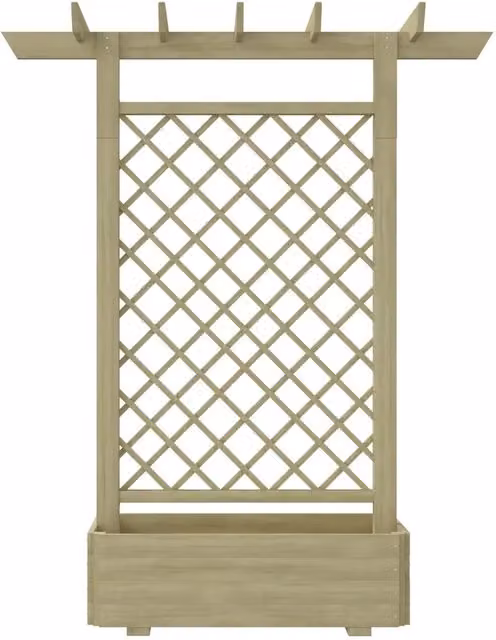 Fioriera con Pergolato da Giardino vidaXL in Legno di Pino, Colore Verde e Beige, L: 162 cm, P: 56 cm, H: 204 cm