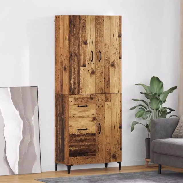 Credenza moderna vidaXL in legno ingegnerizzato nero e marrone, L: 69,5 cm, P: 34 cm, H: 180 cm