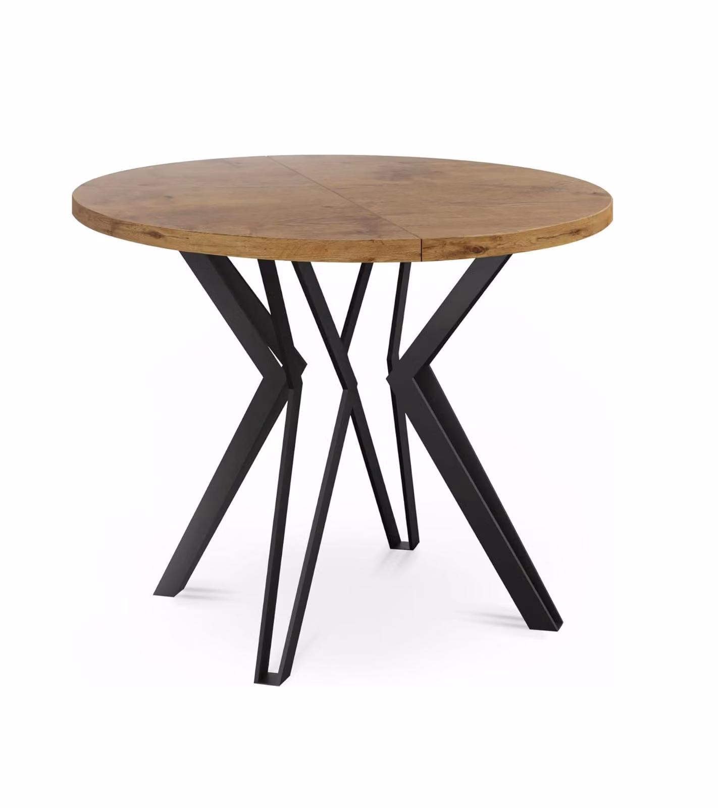Tavolo rotondo All4All, tavolo da pranzo, tavolo per la sala da pranzo, gambe in metallo, stile industriale, gambe moderne, diametro da 100 a 176/76 cm, 27, finitura "Lancelot" (effetto legno)