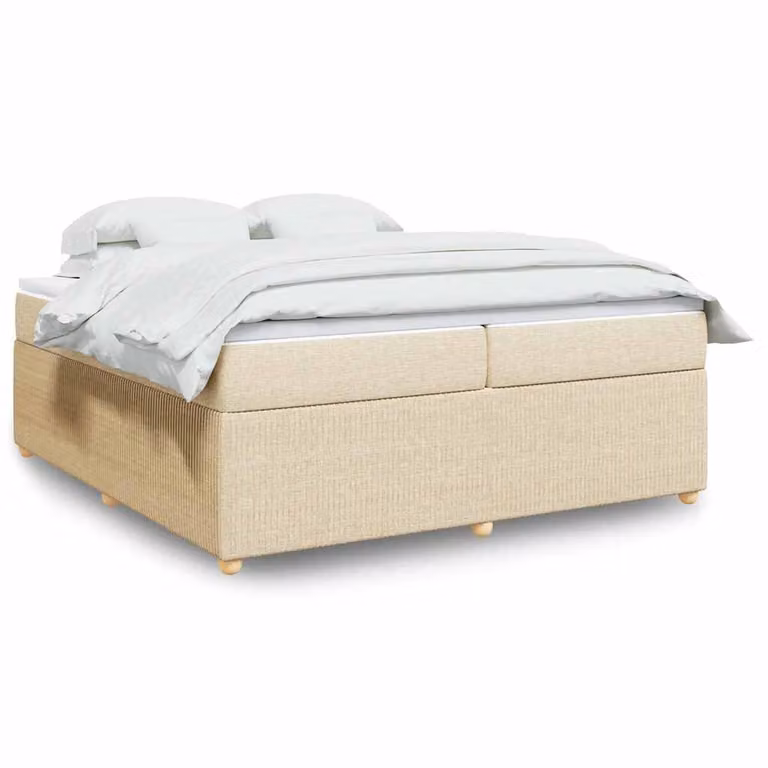 vidaXL Giroletto a Molle Ibrido con Materasso in Tessuto Beige e Bianco L/P: 200 x 200 cm