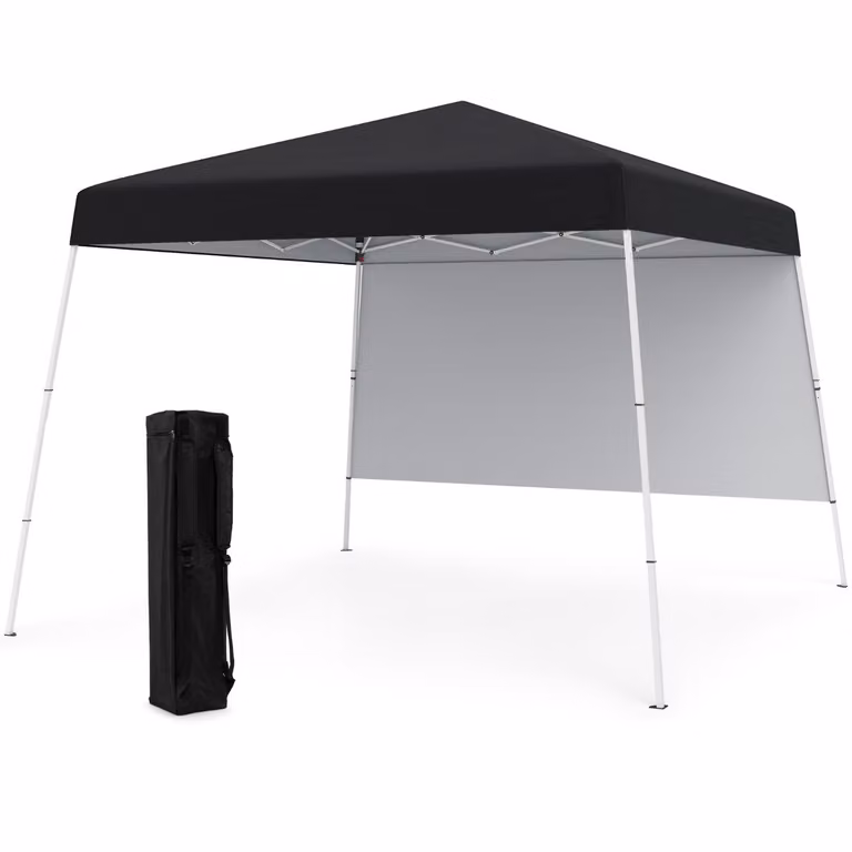 Costway Gazebo Pop-up Pieghevole con Parete Laterale e Zaino Portatile per Spiaggia e Patio Esterno, Nero, L: 300 cm, P: 300 cm, H: 262 cm