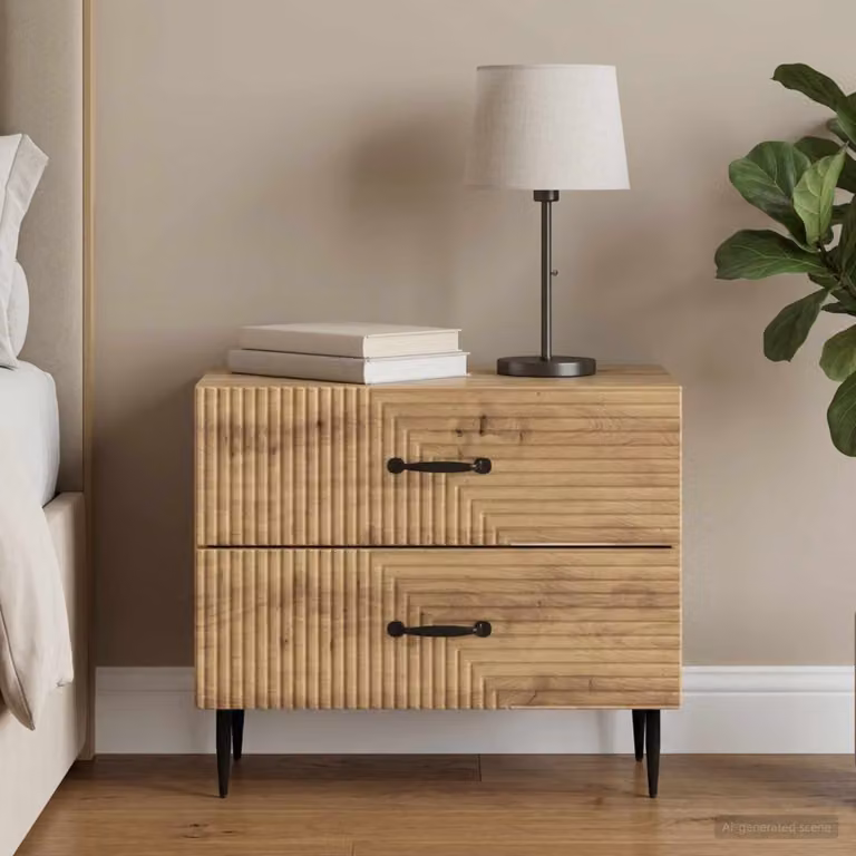 Armadio da Notte vidaXL in Rovere e Metallo, Design Moderno, L: 62 cm, P: 34,5 cm, H: 47,5 cm